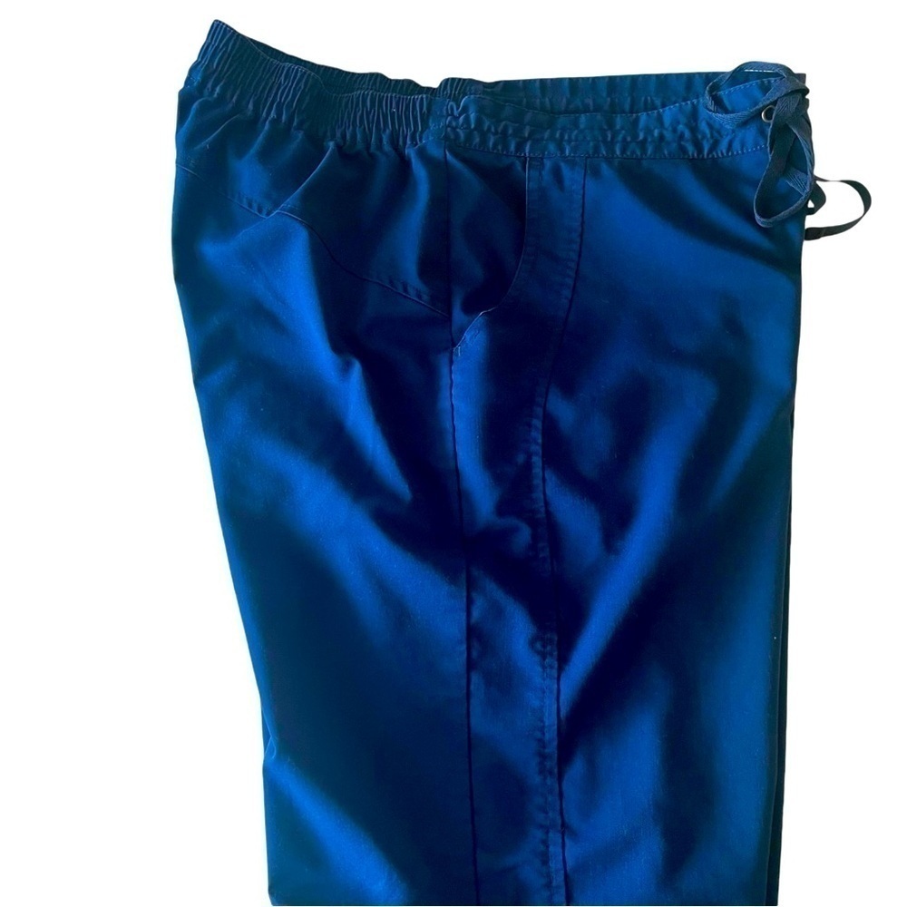 Purple Label medical pants rich blue elastic waist split ends pockets Women M - Picture 3 of 14